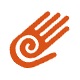 Symbol Orange Braune Hand mit Spiralen