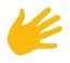 Symbol gelbe Fingerfarben Hand