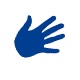 Symbol blaue Hand